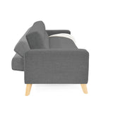 Sofá Cama Sion Gris Dicosta y Matiz Natural 206x82cm de Tres Puestos Reclinable con Apoya Brazos