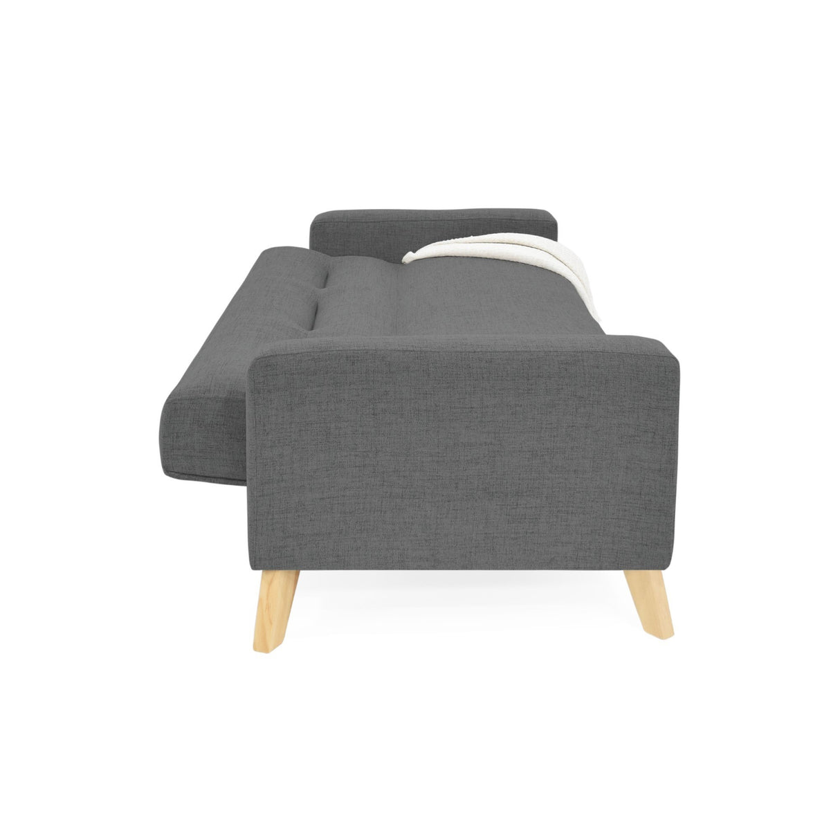 Sofá Cama Sion Gris Dicosta y Matiz Natural 206x82cm de Tres Puestos Reclinable con Apoya Brazos
