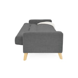 Sofá Cama Sion Gris Dicosta y Matiz Natural 206x82cm de Tres Puestos Reclinable con Apoya Brazos