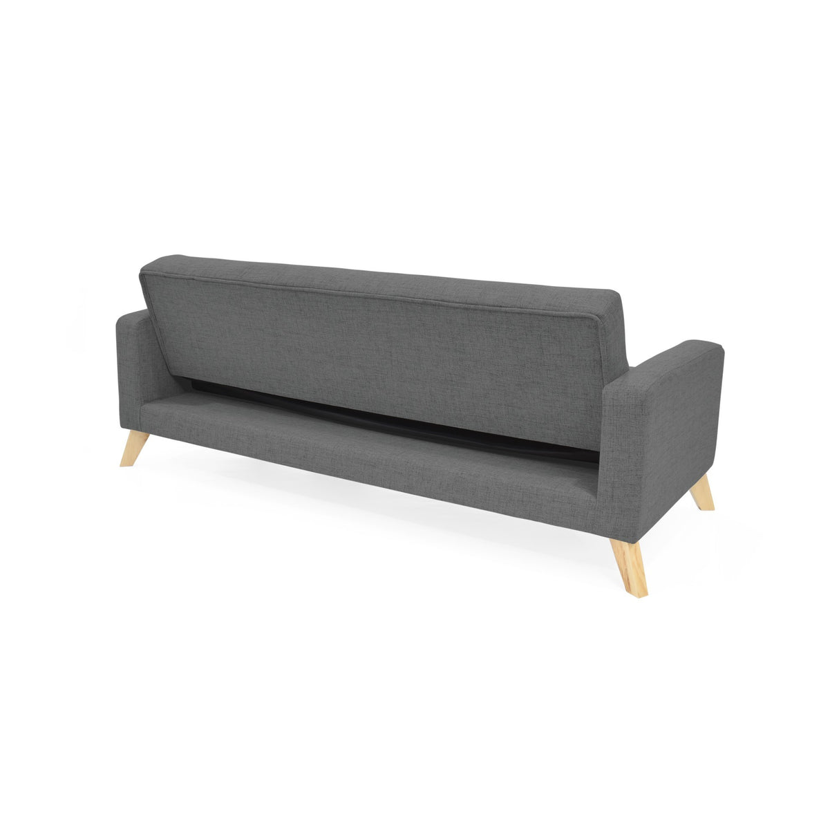 Sofá Cama Sion Gris Dicosta y Matiz Natural 206x82cm de Tres Puestos Reclinable con Apoya Brazos