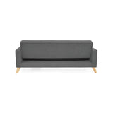 Sofá Cama Sion Gris Dicosta y Matiz Natural 206x82cm de Tres Puestos Reclinable con Apoya Brazos