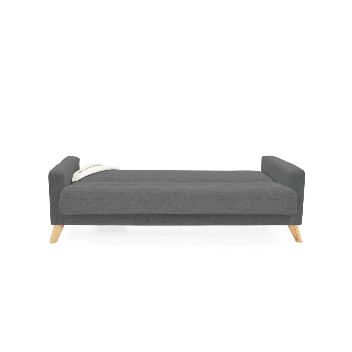 Sofá Cama Sion Gris Dicosta y Matiz Natural 206x82cm de Tres Puestos Reclinable con Apoya Brazos