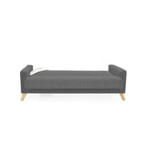 Sofá Cama Sion Gris Dicosta y Matiz Natural 206x82cm de Tres Puestos Reclinable con Apoya Brazos