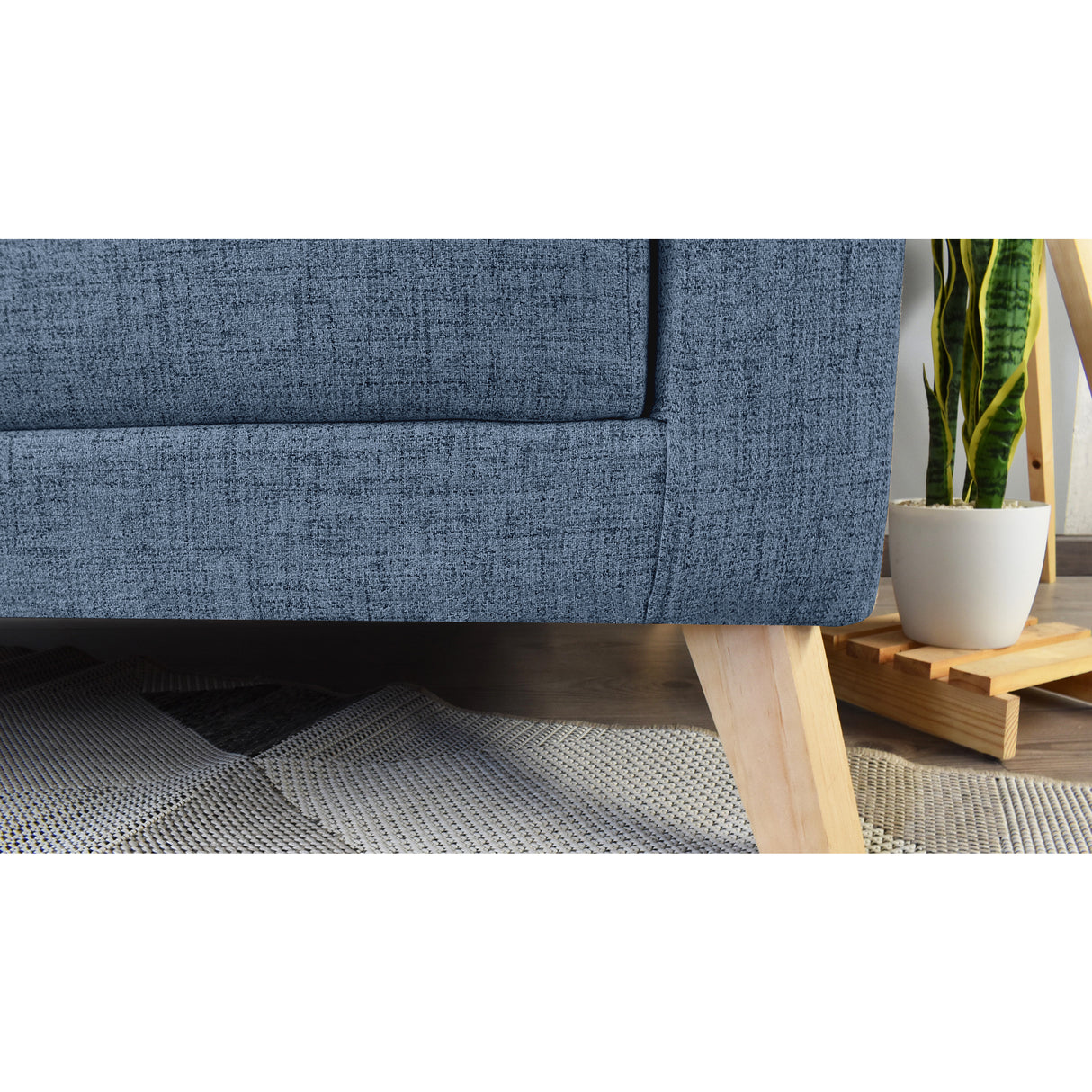 Sofá Cama Sion Índigo Dicosta y Matiz Natural 206x82cm de Tres Puestos Reclinable con Apoya Brazos