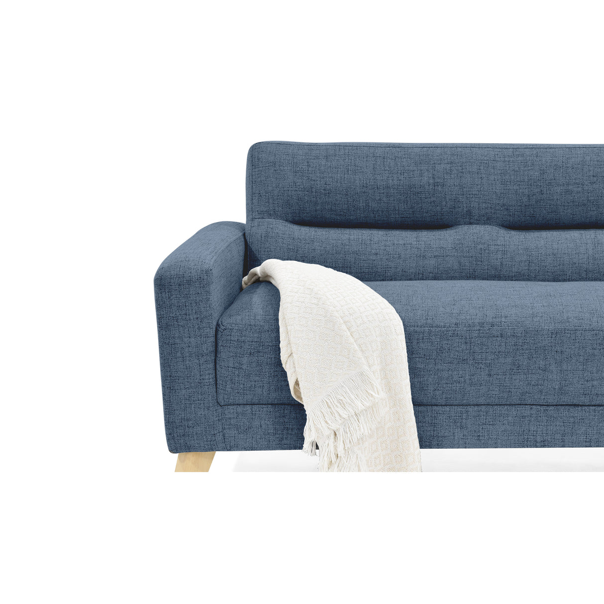 Sofá Cama Sion Índigo Dicosta y Matiz Natural 206x82cm de Tres Puestos Reclinable con Apoya Brazos
