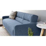 Sofá Cama Sion Índigo Dicosta y Matiz Natural 206x82cm de Tres Puestos Reclinable con Apoya Brazos