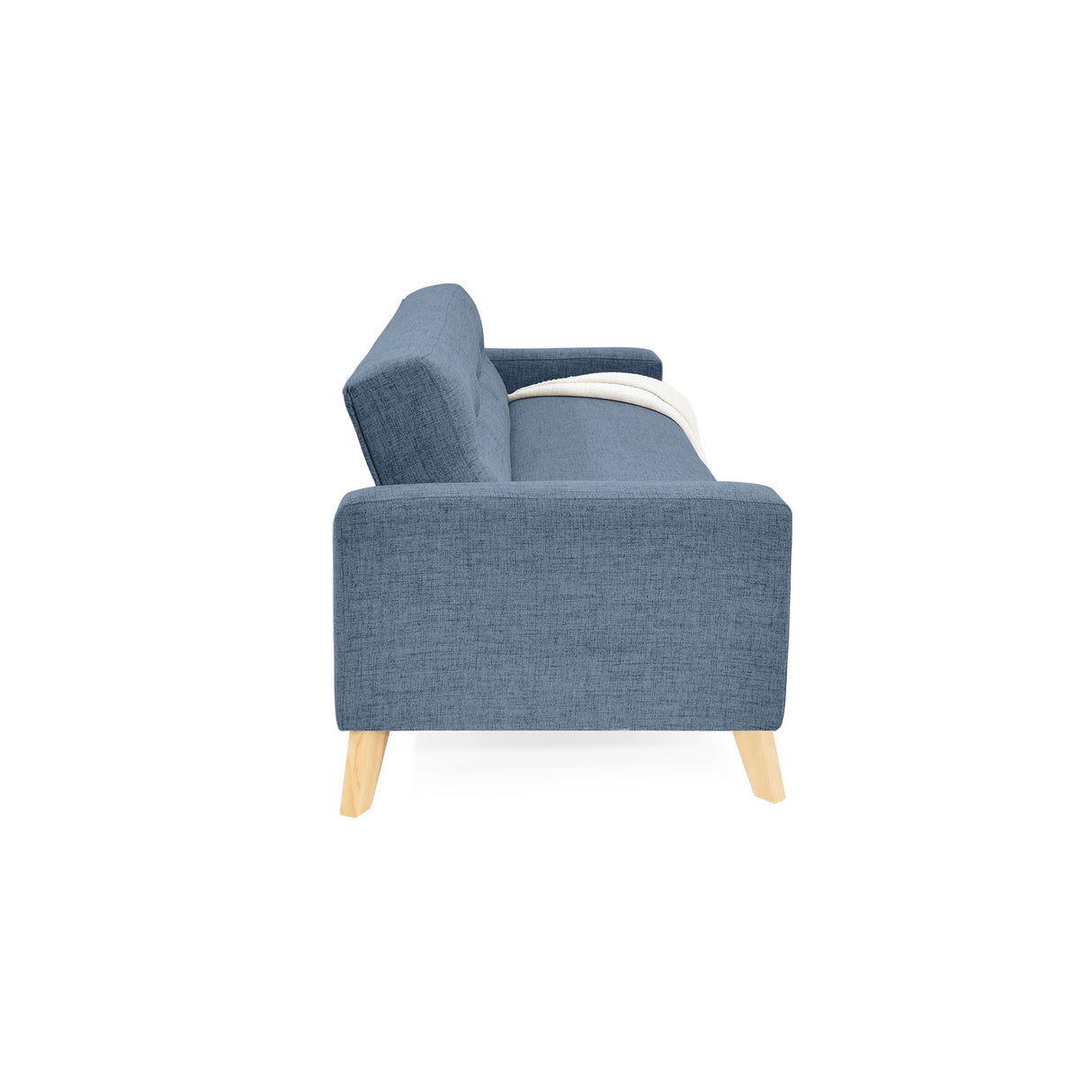 Sofá Cama Sion Índigo Dicosta y Matiz Natural 206x82cm de Tres Puestos Reclinable con Apoya Brazos