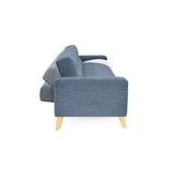 Sofá Cama Sion Índigo Dicosta y Matiz Natural 206x82cm de Tres Puestos Reclinable con Apoya Brazos
