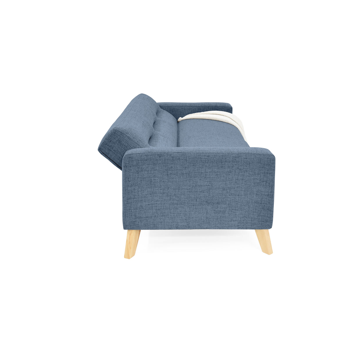 Sofá Cama Sion Índigo Dicosta y Matiz Natural 206x82cm de Tres Puestos Reclinable con Apoya Brazos