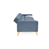 Sofá Cama Sion Índigo Dicosta y Matiz Natural 206x82cm de Tres Puestos Reclinable con Apoya Brazos