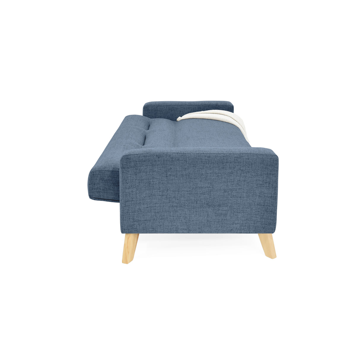 Sofá Cama Sion Índigo Dicosta y Matiz Natural 206x82cm de Tres Puestos Reclinable con Apoya Brazos