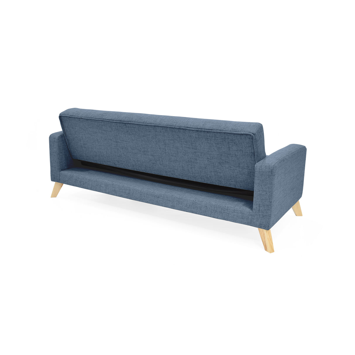 Sofá Cama Sion Índigo Dicosta y Matiz Natural 206x82cm de Tres Puestos Reclinable con Apoya Brazos