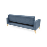 Sofá Cama Sion Índigo Dicosta y Matiz Natural 206x82cm de Tres Puestos Reclinable con Apoya Brazos