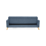 Sofá Cama Sion Índigo Dicosta y Matiz Natural 206x82cm de Tres Puestos Reclinable con Apoya Brazos