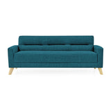 Sofá Cama Sion Petróleo Eureka y Matiz Natural 206x82cm de Tres Puestos Reclinable con Apoya Brazos