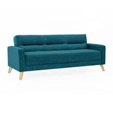 Sofá Cama Sion Petróleo Eureka y Matiz Natural 206x82cm de Tres Puestos Reclinable con Apoya Brazos