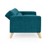 Sofá Cama Sion Petróleo Eureka y Matiz Natural 206x82cm de Tres Puestos Reclinable con Apoya Brazos