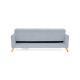 Sofá Cama Sion Plata Eureka y Matiz Natural 206x82cm de Tres Puestos Reclinable con Apoya Brazos