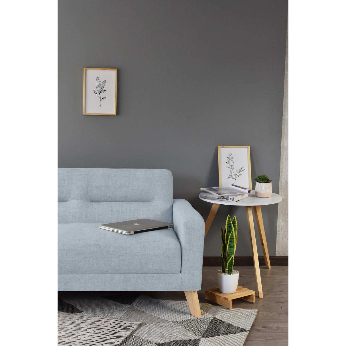 Sofá Cama Sion Plata Eureka y Matiz Natural 206x82cm de Tres Puestos Reclinable con Apoya Brazos