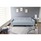Sofá Cama Sion Plata Eureka y Matiz Natural 206x82cm de Tres Puestos Reclinable con Apoya Brazos