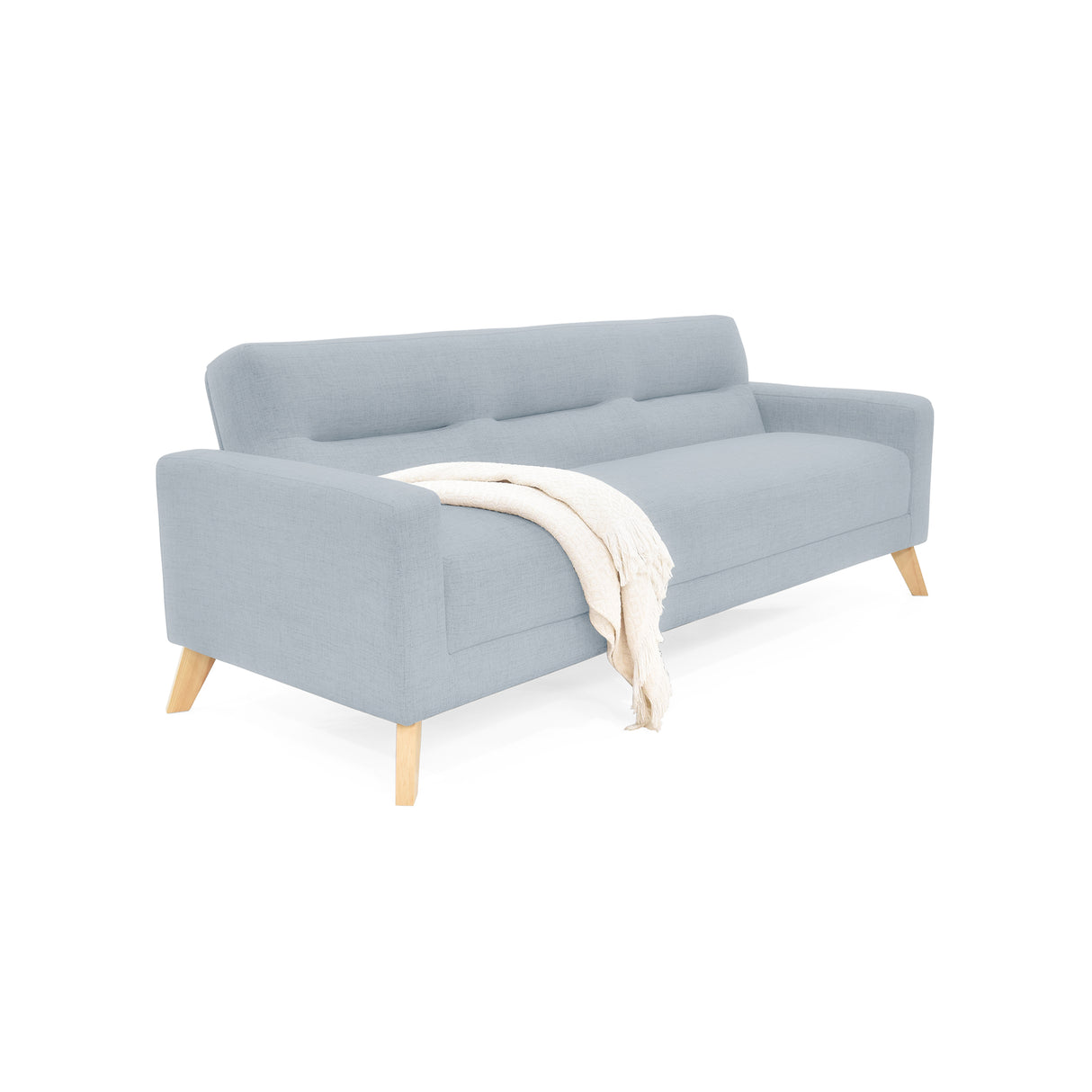 Sofá Cama Sion Plata Eureka y Matiz Natural 206x82cm de Tres Puestos Reclinable con Apoya Brazos