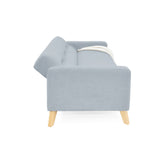 Sofá Cama Sion Plata Eureka y Matiz Natural 206x82cm de Tres Puestos Reclinable con Apoya Brazos