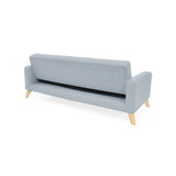 Sofá Cama Sion Plata Eureka y Matiz Natural 206x82cm de Tres Puestos Reclinable con Apoya Brazos