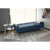 Sofá Cama Sion Plomo Eureka y Matiz Natural 206x82cm de Tres Puestos Reclinable con Apoya Brazos
