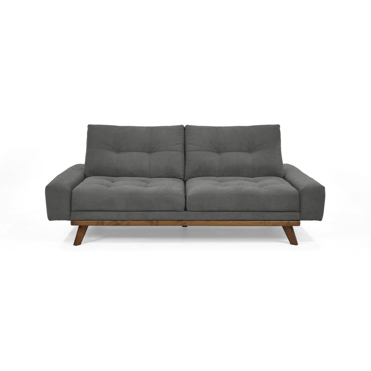 Sofá Cama Suiza Gris Dorsey y Matiz Caoba 200x81cm de Tres Puestos Reclinable con Apoya Brazos