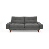 Sofá Cama Suiza Gris Dorsey y Matiz Caoba 200x81cm de Tres Puestos Reclinable con Apoya Brazos