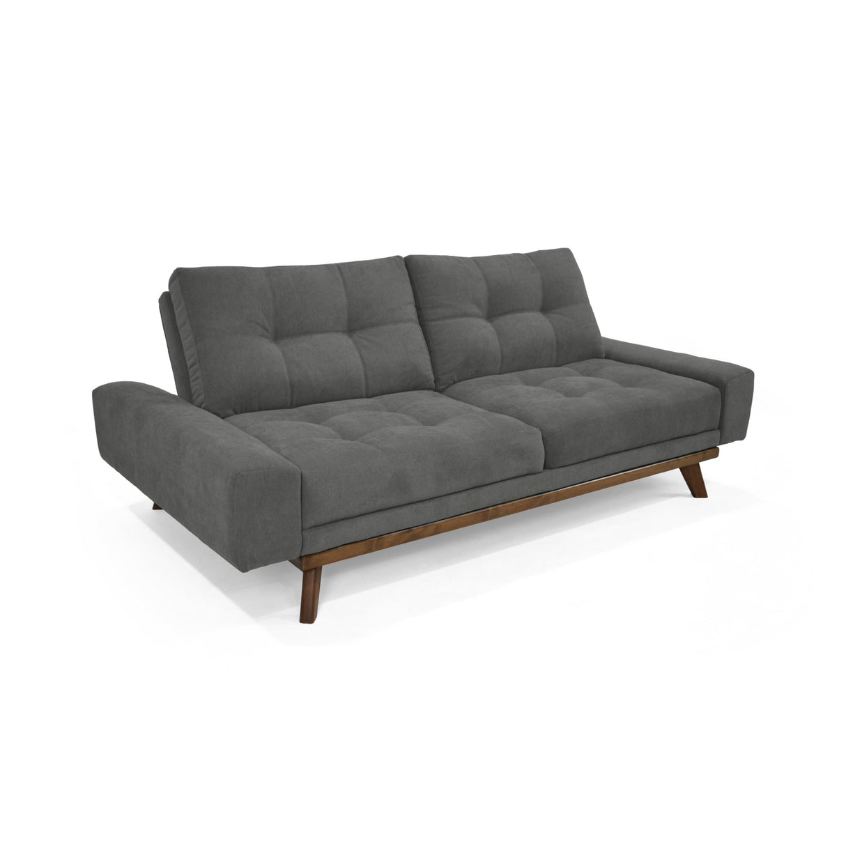 Sofá Cama Suiza Gris Dorsey y Matiz Caoba 200x81cm de Tres Puestos Reclinable con Apoya Brazos