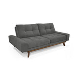 Sofá Cama Suiza Gris Dorsey y Matiz Caoba 200x81cm de Tres Puestos Reclinable con Apoya Brazos