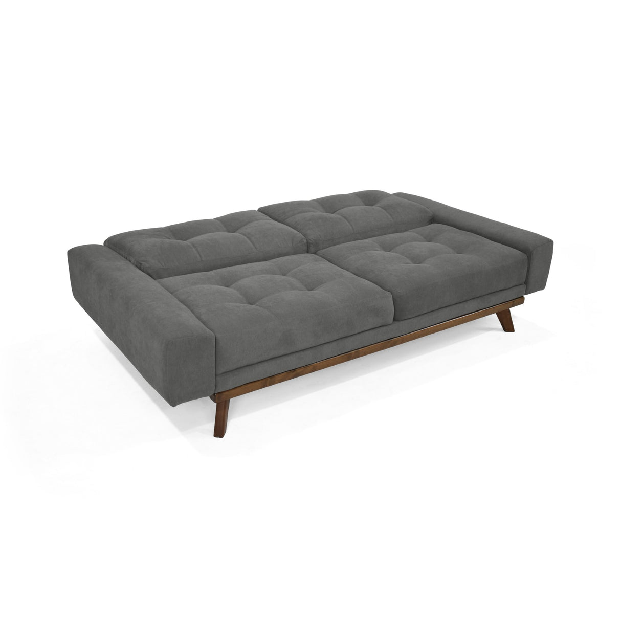 Sofá Cama Suiza Gris Dorsey y Matiz Caoba 200x81cm de Tres Puestos Reclinable con Apoya Brazos