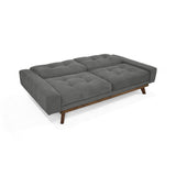 Sofá Cama Suiza Gris Dorsey y Matiz Caoba 200x81cm de Tres Puestos Reclinable con Apoya Brazos