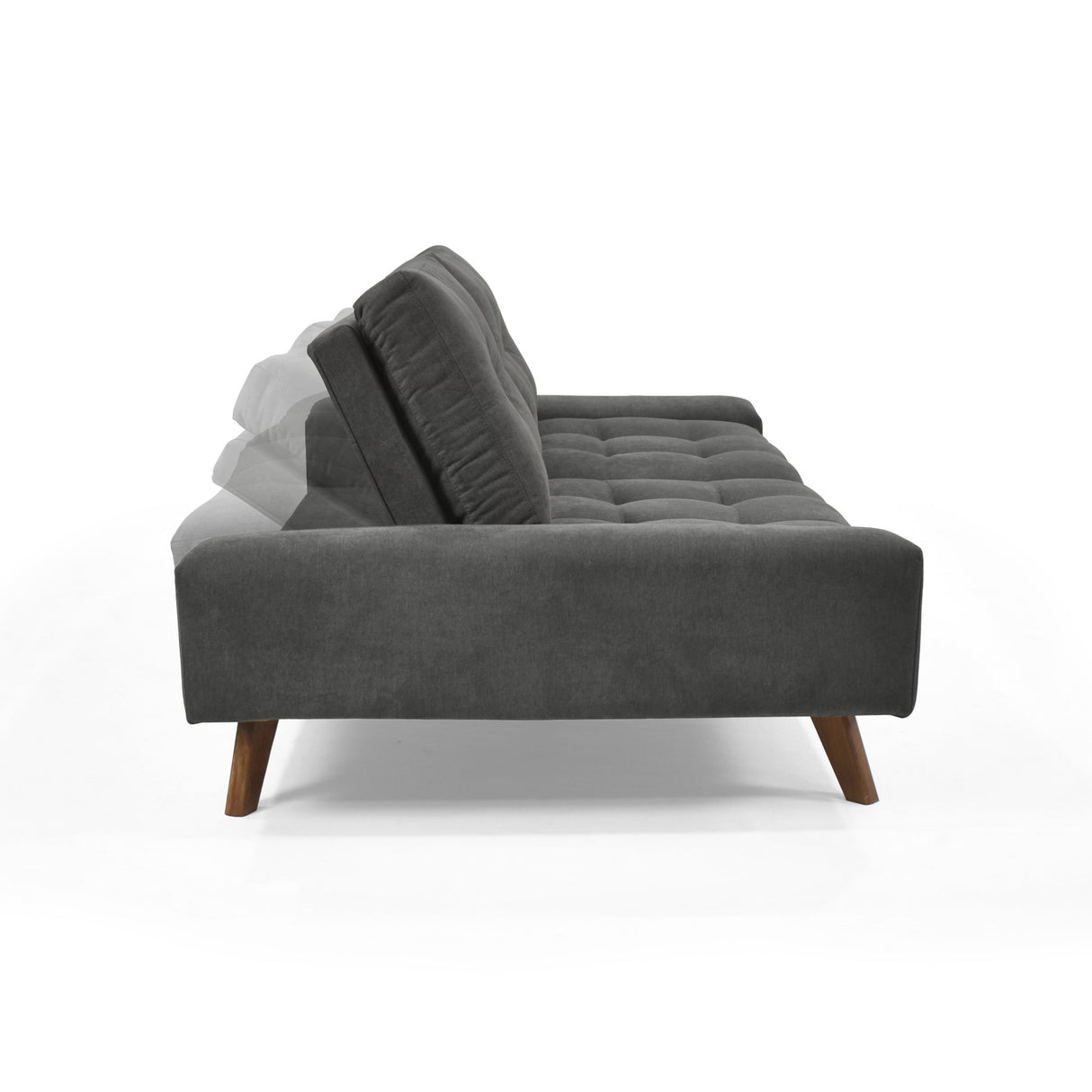 Sofá Cama Suiza Gris Dorsey y Matiz Caoba 200x81cm de Tres Puestos Reclinable con Apoya Brazos