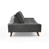 Sofá Cama Suiza Gris Dorsey y Matiz Caoba 200x81cm de Tres Puestos Reclinable con Apoya Brazos