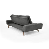 Sofá Cama Suiza Gris Dorsey y Matiz Caoba 200x81cm de Tres Puestos Reclinable con Apoya Brazos