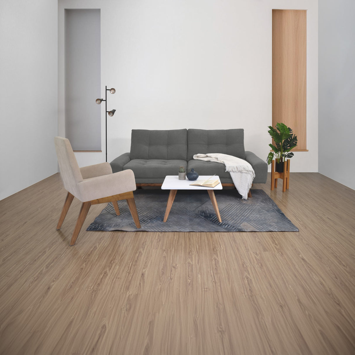 Sofá Cama Suiza Gris Dorsey y Matiz Caoba 200x81cm de Tres Puestos Reclinable con Apoya Brazos