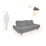 Sofá Cama Suiza Gris Dorsey y Matiz Caoba 200x81cm de Tres Puestos Reclinable con Apoya Brazos