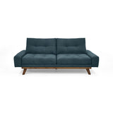 Sofá Cama Suiza Índigo Dorsey y Matiz Caoba 200x81cm de Tres Puestos Reclinable con Apoya Brazos