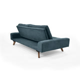 Sofá Cama Suiza Índigo Dorsey y Matiz Caoba 200x81cm de Tres Puestos Reclinable con Apoya Brazos