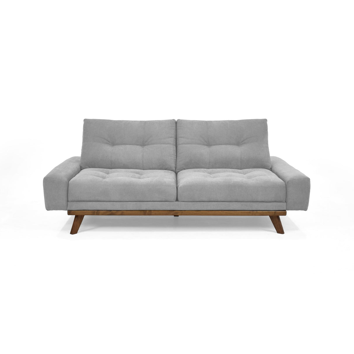 Sofá Cama Suiza Plata Dorsey y Matiz Caoba 200x81cm de Tres Puestos Reclinable con Apoya Brazos