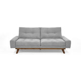 Sofá Cama Suiza Plata Dorsey y Matiz Caoba 200x81cm de Tres Puestos Reclinable con Apoya Brazos