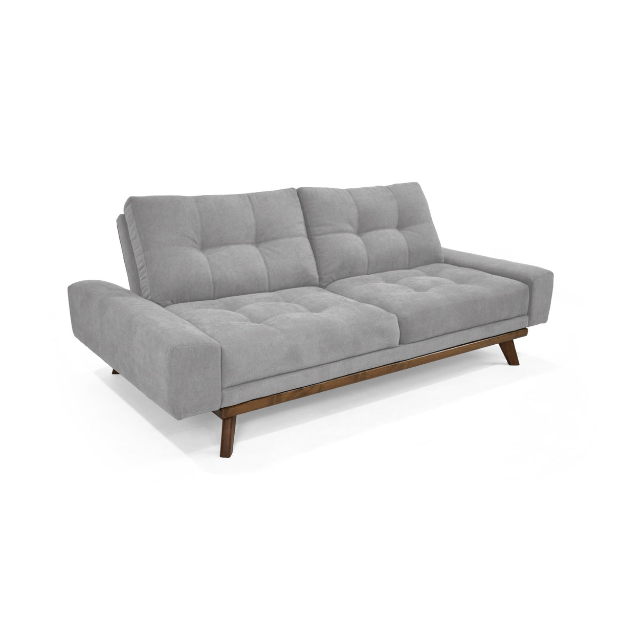 Sofá Cama Suiza Plata Dorsey y Matiz Caoba 200x81cm de Tres Puestos Reclinable con Apoya Brazos