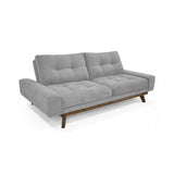 Sofá Cama Suiza Plata Dorsey y Matiz Caoba 200x81cm de Tres Puestos Reclinable con Apoya Brazos