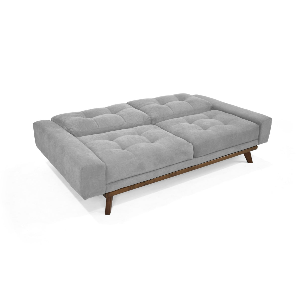 Sofá Cama Suiza Plata Dorsey y Matiz Caoba 200x81cm de Tres Puestos Reclinable con Apoya Brazos