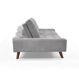 Sofá Cama Suiza Plata Dorsey y Matiz Caoba 200x81cm de Tres Puestos Reclinable con Apoya Brazos