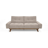 Sofá Cama Suiza Taupe Dorsey y Matiz Caoba 200x81cm de Tres Puestos Reclinable con Apoya Brazos