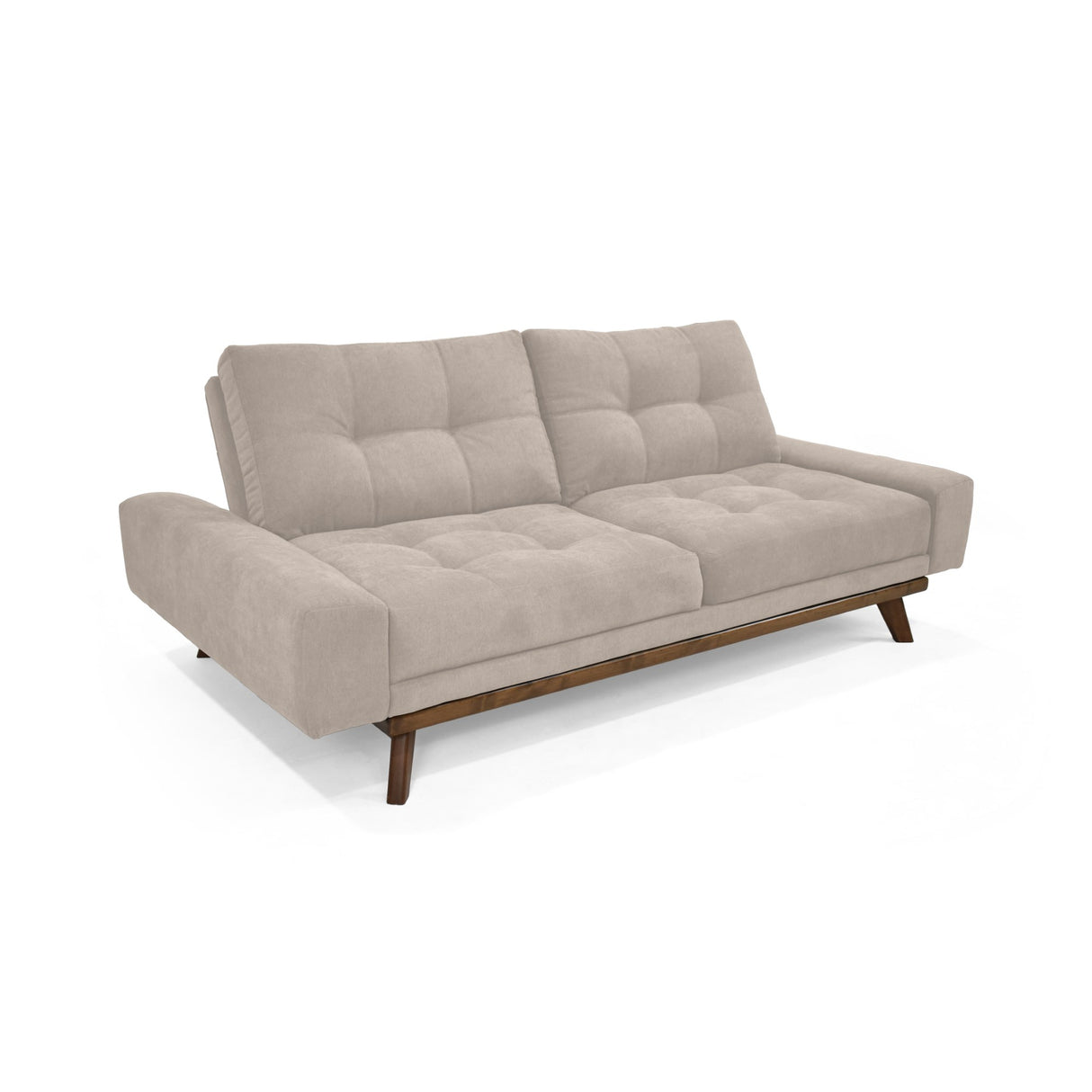 Sofá Cama Suiza Taupe Dorsey y Matiz Caoba 200x81cm de Tres Puestos Reclinable con Apoya Brazos