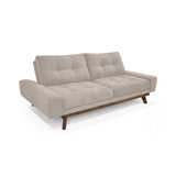 Sofá Cama Suiza Taupe Dorsey y Matiz Caoba 200x81cm de Tres Puestos Reclinable con Apoya Brazos
